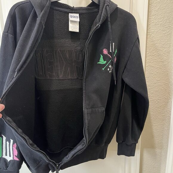 Wicked Movie Zip Up Hoodie Sweatshirt Size XS Black Embroidered Adult Musical - Picture 6 of 10